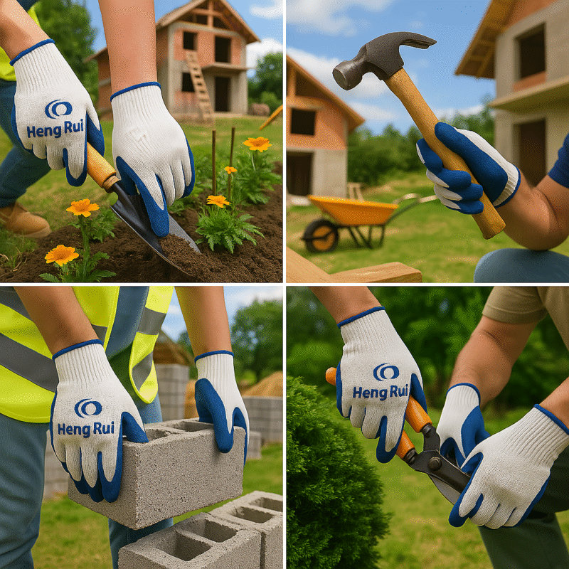 50 Pairs Blue Latex Palm Work Gloves