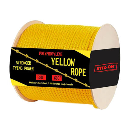 Polypropylene 600Ft3/8 Inch Twisted Nautical Heavy Duty Rope Oil Resistant Yellow - Ideal for Boats, Dock Increased Friction and Heat Resistance High Tensile Strength Marine Rope
