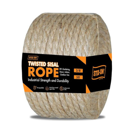 Twisted Sisal Rope – 50' X 3/8" Sisal Twine – Multipurpose Rope for Cat Scratcher, DIY Projects, Gardening, Arts & Crafts – Industrial Strength Natural Sisal String Rope (3/8 Inch X 50 Feet)