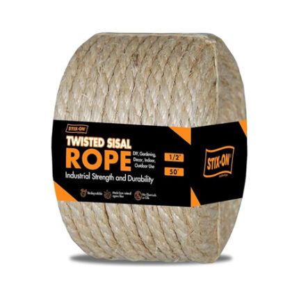 Twisted Sisal Rope – 50' X 1/2" Sisal Twine – Multipurpose Rope for Cat Scratcher, DIY Projects, Gardening, Arts & Crafts – Industrial Strength Natural Sisal String Rope (1/2 Inch X 50 Feet)